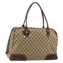 GUCCI GG Canvas Web Sherry Line Tote Bag Beige Gold 162881 Auth ep14212-1
