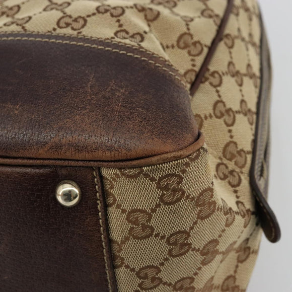 GUCCI GG Canvas Web Sherry Line Tote Bag Beige Gold 162881 Auth ep14212