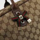 GUCCI GG Canvas Web Sherry Line Tote Bag Beige Gold 162881 Auth ep14212-17