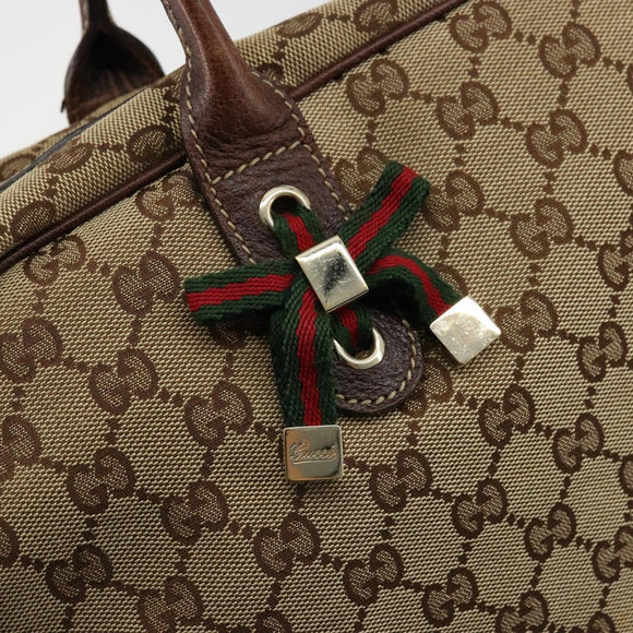 GUCCI GG Canvas Web Sherry Line Tote Bag Beige Gold 162881 Auth ep14212