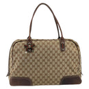GUCCI GG Canvas Web Sherry Line Tote Bag Beige Gold 162881 Auth ep14212-13