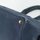PRADA Canapa M Hand Bag Canvas Navy Gold Auth ep14222-9