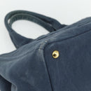 PRADA Canapa M Hand Bag Canvas Navy Gold Auth ep14222-14