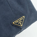 PRADA Canapa M Hand Bag Canvas Navy Gold Auth ep14222-17
