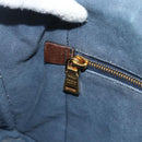 PRADA Canapa M Hand Bag Canvas Navy Gold Auth ep14222-21