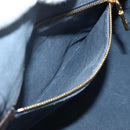 PRADA Canapa M Hand Bag Canvas Navy Gold Auth ep14222-22