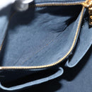 PRADA Canapa M Hand Bag Canvas Navy Gold Auth ep14222-24