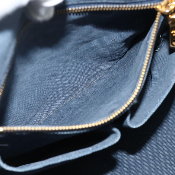 PRADA Canapa M Hand Bag Canvas Navy Gold Auth ep14222