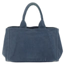 PRADA Canapa M Hand Bag Canvas Navy Gold Auth ep14222-2