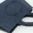 PRADA Canapa M Hand Bag Canvas Navy Gold Auth ep14222-6