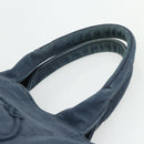 PRADA Canapa M Hand Bag Canvas Navy Gold Auth ep14222-8