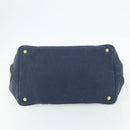 PRADA Canapa M Hand Bag Canvas Navy Gold Auth ep14222-5