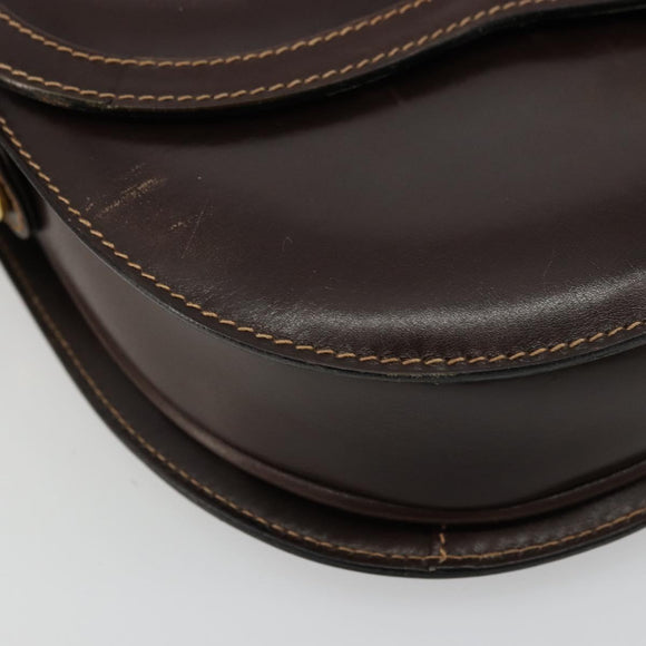 GUCCI Schoudertas Leer Bruin Goud Auth ep14223