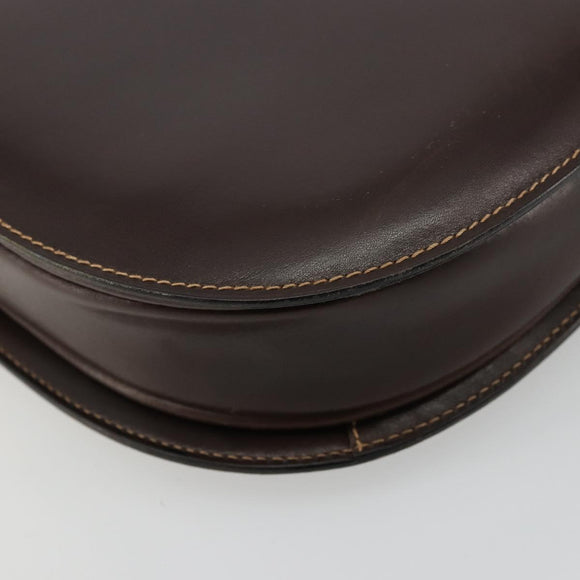 GUCCI Schoudertas Leer Bruin Goud Auth ep14223