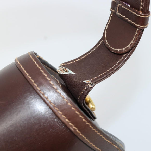 GUCCI Schoudertas Leer Bruin Goud Auth ep14223