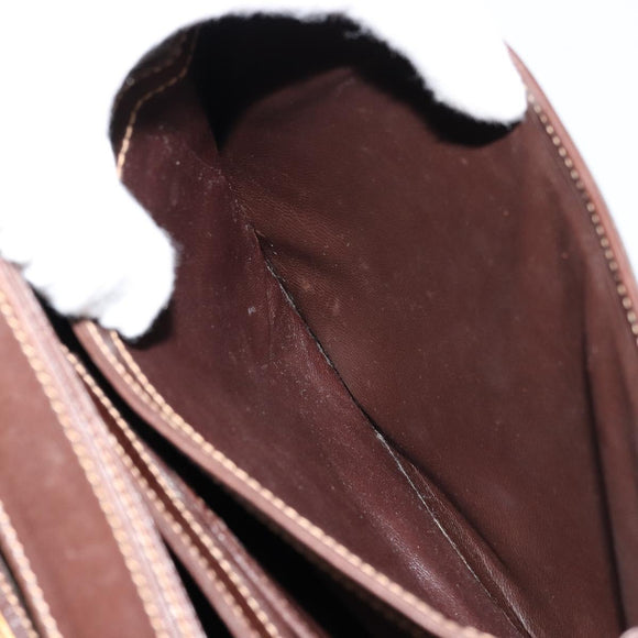 GUCCI Schoudertas Leer Bruin Goud Auth ep14223