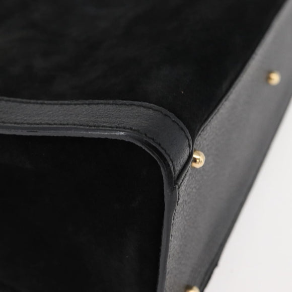 GUCCI Bamboo Hand Bag Suede Black Gold 002 0260 Auth ep14225