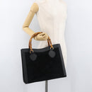 GUCCI Bamboo Hand Bag Suede Black Gold 002 0260 Auth ep14225-21