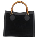 GUCCI Bamboo Hand Bag Suede Black Gold 002 0260 Auth ep14225-13