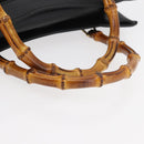 GUCCI Bamboo Hand Bag Suede Black Gold 002 0260 Auth ep14225-7