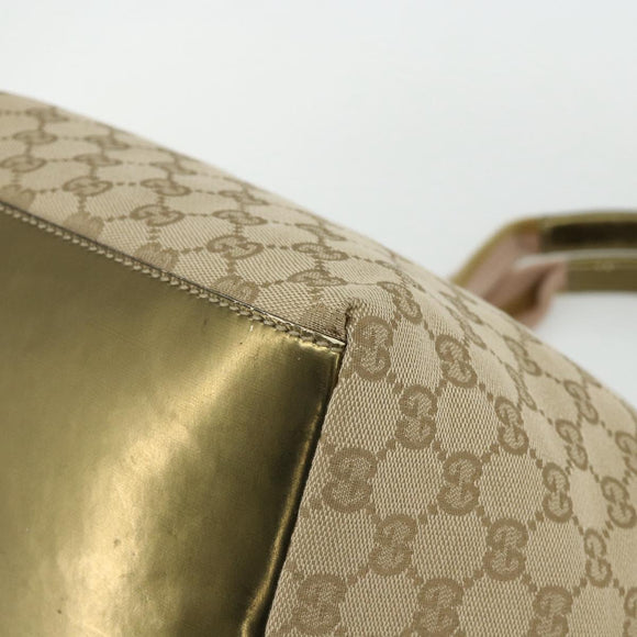 GUCCI GG Canvas Sherry Line Tote Bag Beige Gold 131230 Auth ep14230