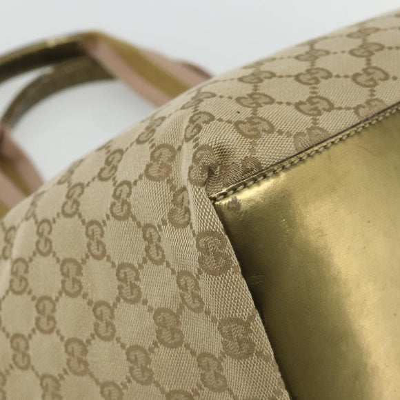 GUCCI GG Canvas Sherry Line Tote Bag Beige Gold 131230 Auth ep14230