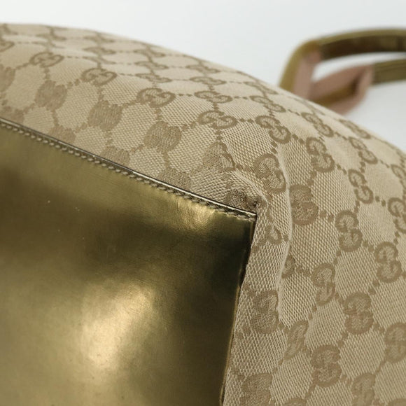 GUCCI GG Canvas Sherry Line Tote Bag Beige Gold 131230 Auth ep14230