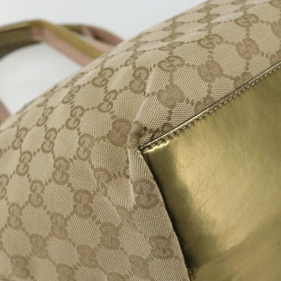 GUCCI GG Canvas Sherry Line Tote Bag Beige Gold 131230 Auth ep14230