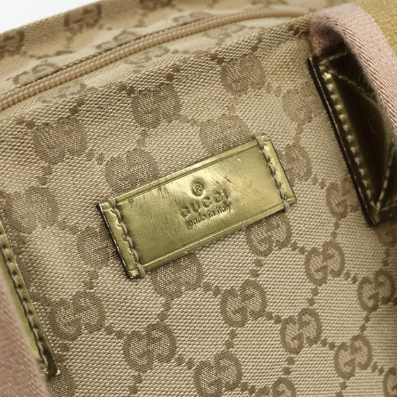 GUCCI GG Canvas Sherry Line Tote Bag Beige Gold 131230 Auth ep14230