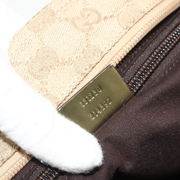 GUCCI GG Canvas Sherry Line Tote Bag Beige Gold 131230 Auth ep14230