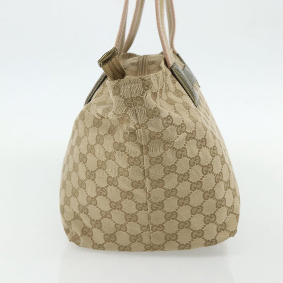GUCCI GG Canvas Sherry Line Tote Bag Beige Gold 131230 Auth ep14230