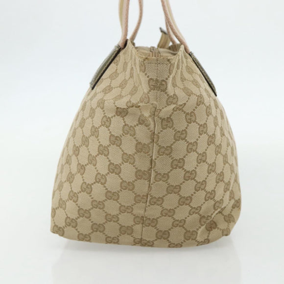 GUCCI GG Canvas Sherry Line Tote Bag Beige Gold 131230 Auth ep14230