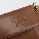 PRADA Shoulder Bag Leather Brown Gold Auth ep14232-14