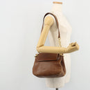PRADA Shoulder Bag Leather Brown Gold Auth ep14232-22