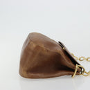 PRADA Shoulder Bag Leather Brown Gold Auth ep14232-4