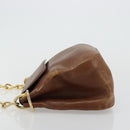 PRADA Shoulder Bag Leather Brown Gold Auth ep14232-5