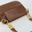 PRADA Shoulder Bag Leather Brown Gold Auth ep14232-6