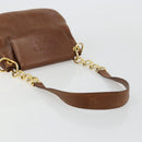 PRADA Shoulder Bag Leather Brown Gold Auth ep14232-7