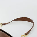 PRADA Shoulder Bag Leather Brown Gold Auth ep14232-8