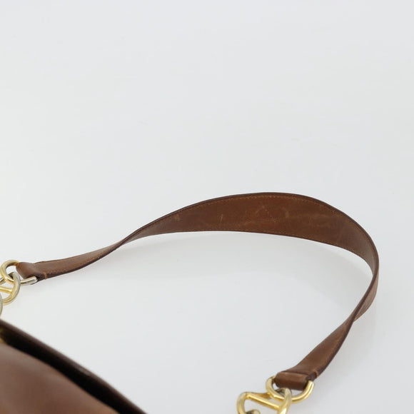 PRADA Shoulder Bag Leather Brown Gold Auth ep14232