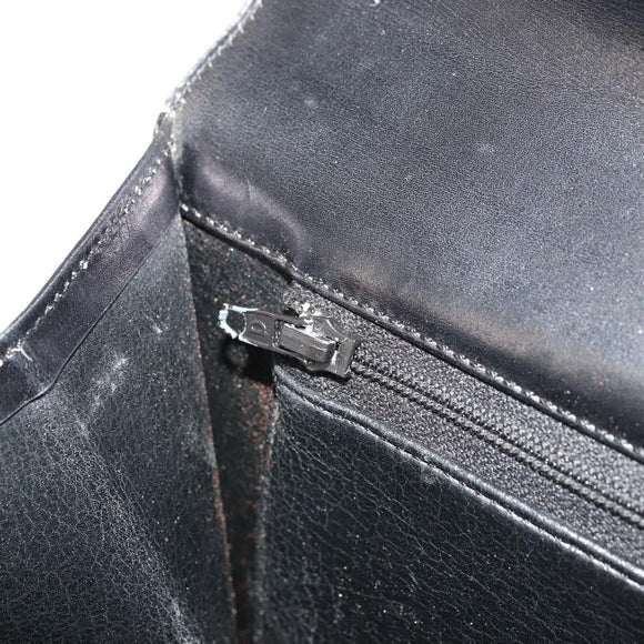 Christian Dior Hand Bag Leather Black Gold Auth ep14233