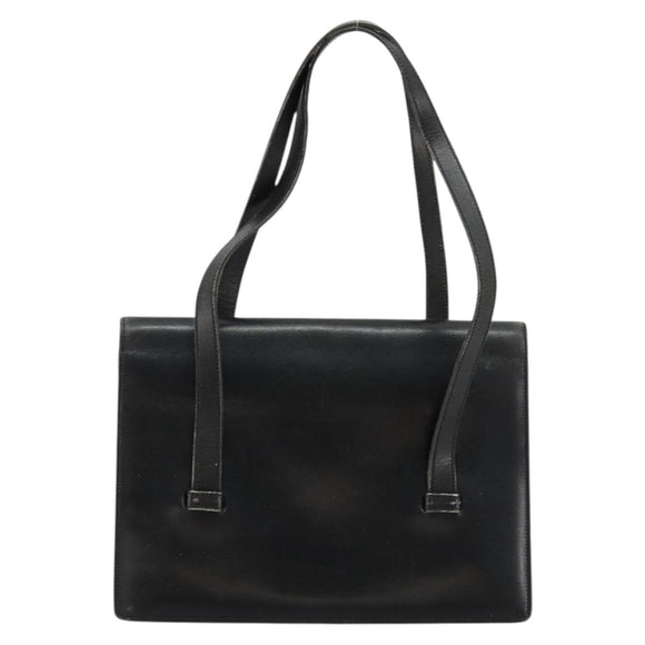 Christian Dior Hand Bag Leather Black Gold Auth ep14233