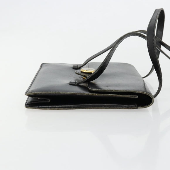 Christian Dior Hand Bag Leather Black Gold Auth ep14233