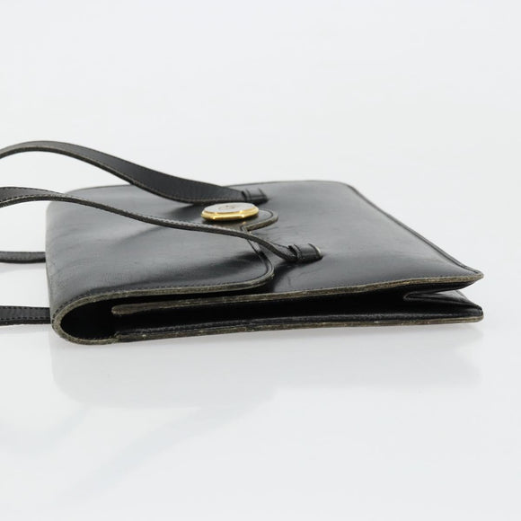 Christian Dior Hand Bag Leather Black Gold Auth ep14233