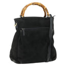 GUCCI Bamboo Hand Bag Suede 2way Black Gold 002 2122 0506 Auth ep14234-1
