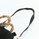 GUCCI Bamboo Hand Bag Suede 2way Black Gold 002 2122 0506 Auth ep14234-15