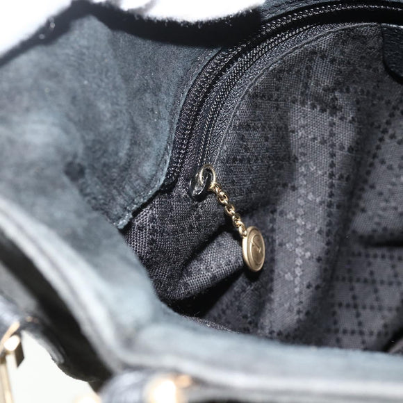 GUCCI Bamboo Hand Bag Suede 2way Black Gold 002 2122 0506 Auth ep14234