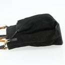 GUCCI Bamboo Hand Bag Suede 2way Black Gold 002 2122 0506 Auth ep14234-3