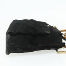 GUCCI Bamboo Hand Bag Suede 2way Black Gold 002 2122 0506 Auth ep14234-4