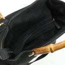 GUCCI Bamboo Hand Bag Suede 2way Black Gold 002 2122 0506 Auth ep14234-6